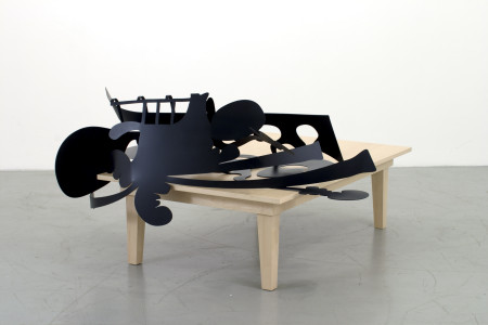 Captured Shadows: 3-B, Stainless steel and wood