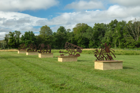 Installation view of Sculptures One through Five