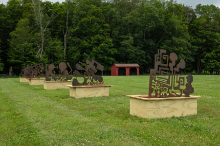 Installation view of Sculptures One through Five